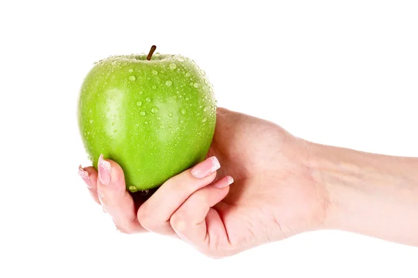 Uma maçã na mão isolada em branco — Fotografia de Stock