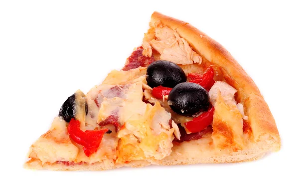 Пицца с оливками и помидорами крупным планом — стоковое фото