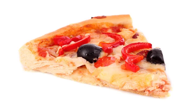 Pizza with olives and tomatoes closeup — Stock Photo, Image