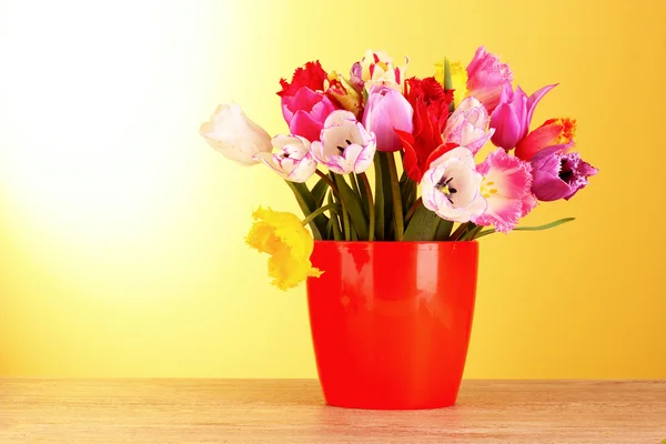 Tulipanes en jarrón aislados en blanco —  Fotos de Stock