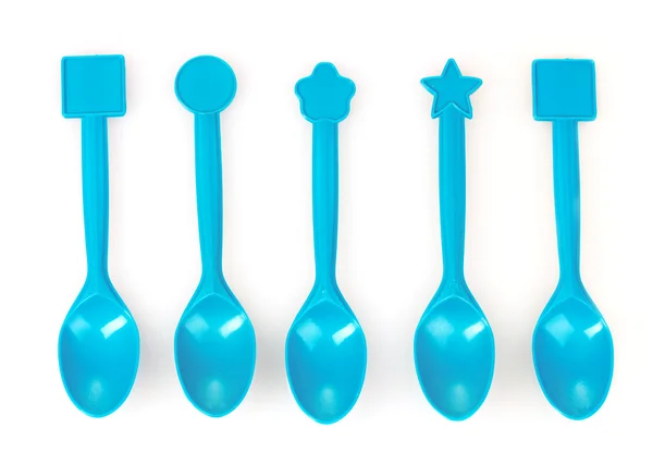 蓝色塑料勺子 — 图库照片