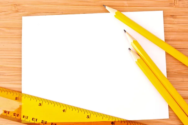 Pencils, paper and ruler — Stock Photo, Image