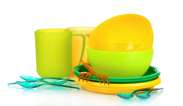 Bright plastic tableware — Stock Photo, Image