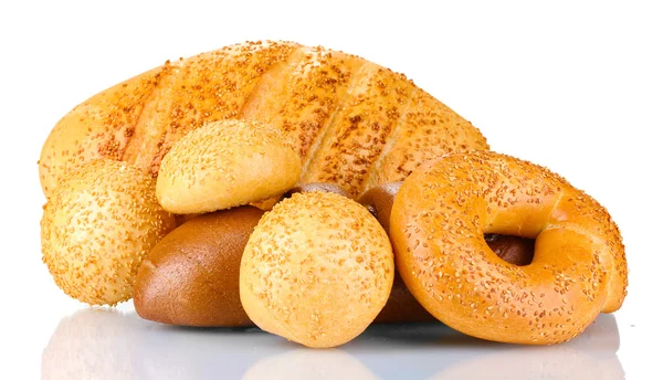 Bread and buns with sesame seeds and spikelets — Stock Photo, Image