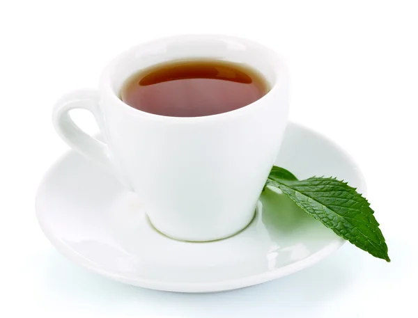 Cup with mint isolated on white — Stock Photo, Image
