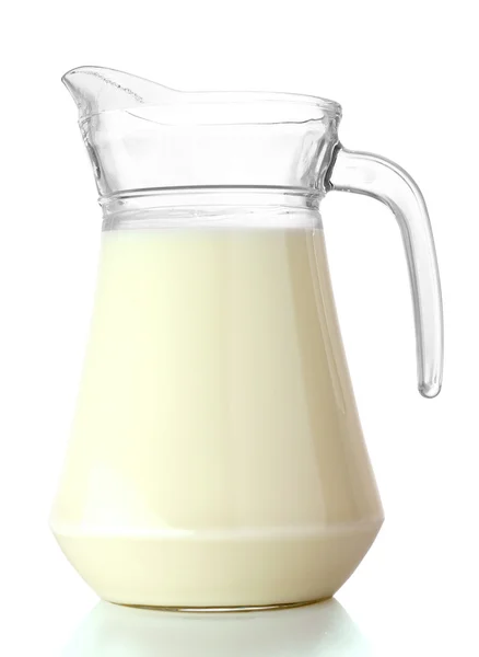 Brocca con latte isolato su bianco — Foto Stock