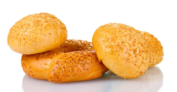 Buns with sesame seeds and bagel — Stock Photo, Image
