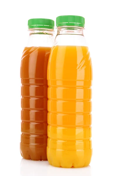 Bottles with juice isolated on white — Stock Photo, Image