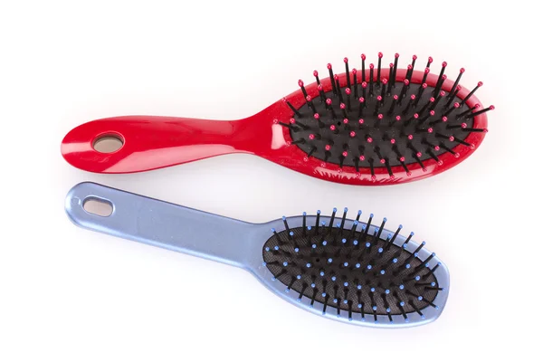 Different types of hairbrushes isolated on white — Stock Photo, Image