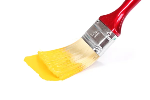 Parlak sarı boya fırçası — Stok fotoğraf