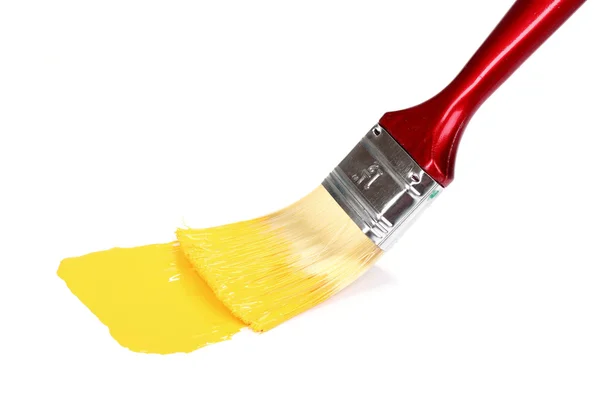Parlak sarı boya fırçası — Stok fotoğraf