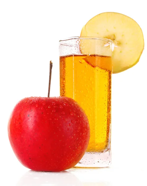 Apple and glass with juice isolated on white — Stock Photo, Image