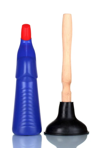 Plunger and detergent bottle — Stock Photo, Image