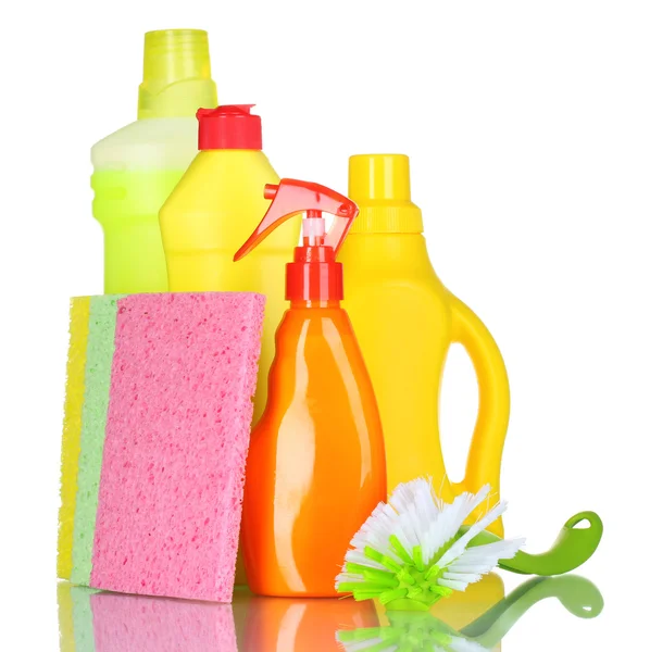 Frascos y esponjas de detergente —  Fotos de Stock