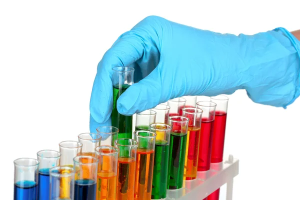 Test tubes and hand — Stock Photo, Image