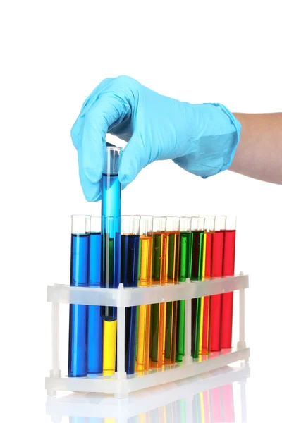 Test tubes and hand — Stock Photo, Image