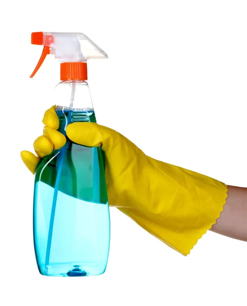 Botella de detergente en la mano — Foto de Stock