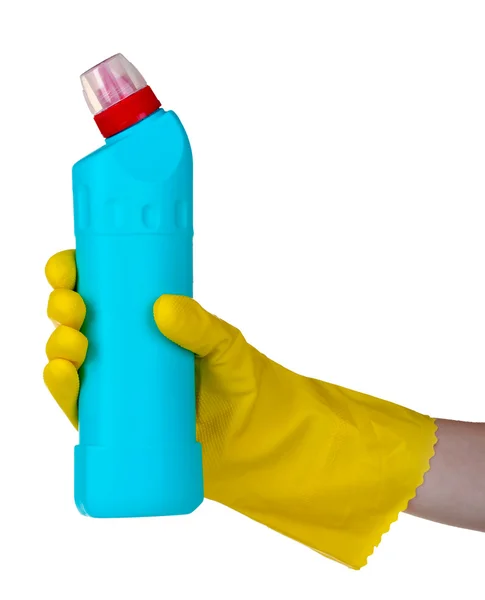 Garrafa de detergente na mão — Fotografia de Stock