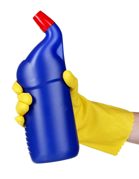 Botella de detergente en la mano — Foto de Stock