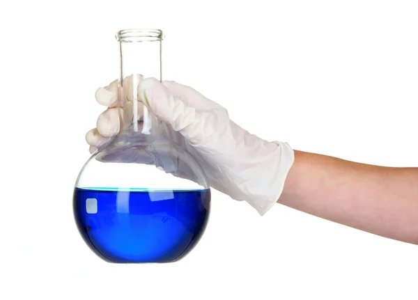 Reagenzglas und Hand in Hand im Labor — Stockfoto