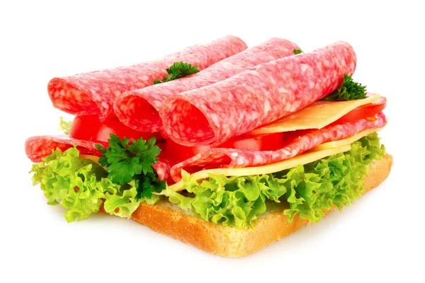 Sandwich isolato su bianco — Foto Stock