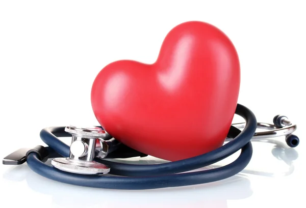 Медицинский стетоскоп и сердце — стоковое фото