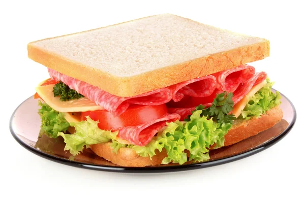 Beyaz izole sandviç — Stok fotoğraf