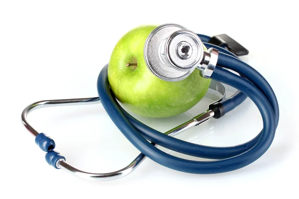 Medizinisches Stethoskop und Apfel — Stockfoto