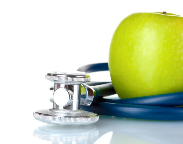 Sağlık stetoskop ve elma — Stok fotoğraf