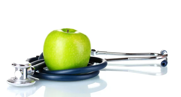 Medizinisches Stethoskop und Apfel — Stockfoto