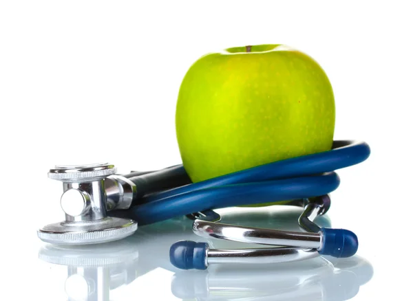 Медицинский стетоскоп и яблоко — стоковое фото