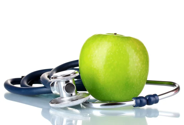 Lékařský stetoskop a apple — Stock fotografie