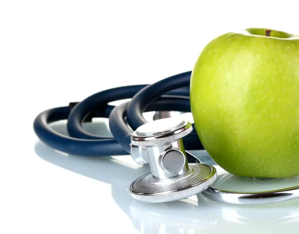 Medicinsk stetoskop och apple — Stockfoto