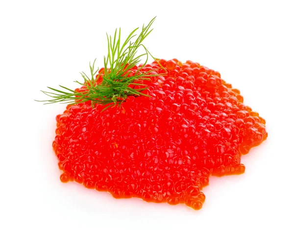 Caviar vermelho isolado sobre branco — Fotografia de Stock