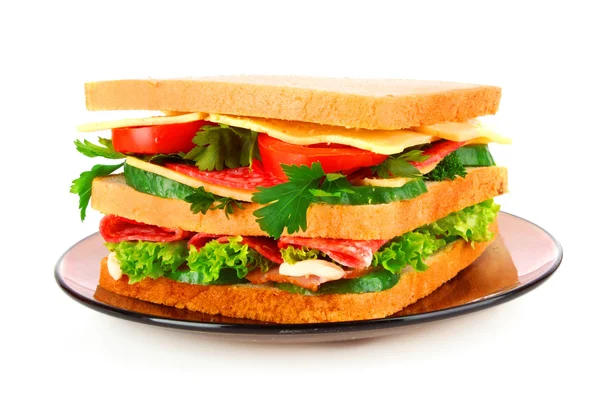 Sandwich isolated on white — Stock Photo, Image