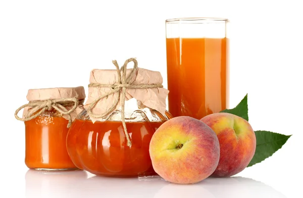 Вкусный джем, сок и персик — стоковое фото