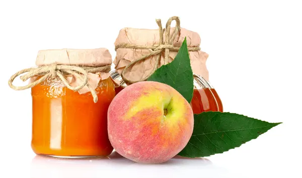 Leckere Marmelade, Saft und Pfirsich — Stockfoto