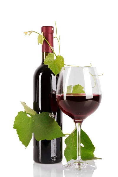 Bottle and glass with wine — Stock Photo, Image