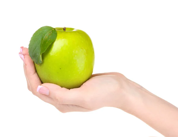 Kvinna hand holdig apple — Stockfoto