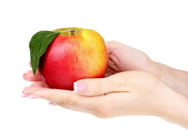 Kobieta ręcznie z jabłkiem — Zdjęcie stockowe