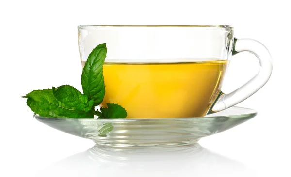 Ładne filiżanki herbaty i mięty — Zdjęcie stockowe
