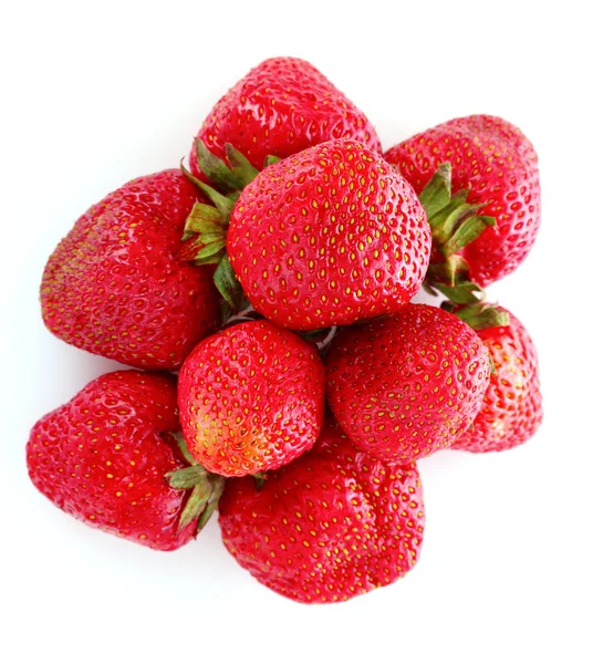 Många jordgubbar isolerad på vit — Stockfoto