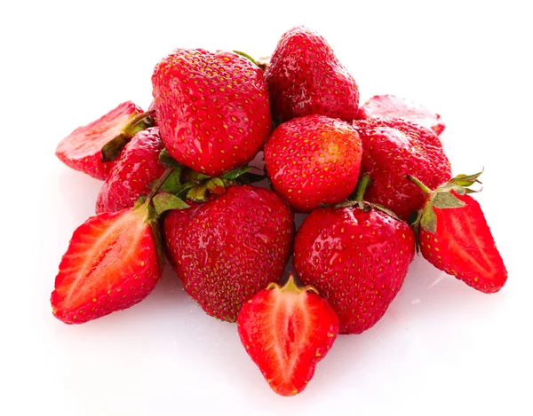 Many strawberries isolated on white — Stock Photo, Image