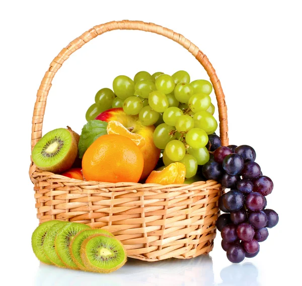 Ripe juicy fruits in basket — Stock Photo, Image