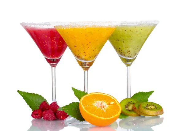 Lahodné ovocné koktejly a ovocné — Stock fotografie