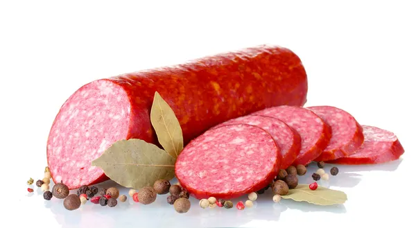 Tasty sausage and spices — Stock Photo, Image