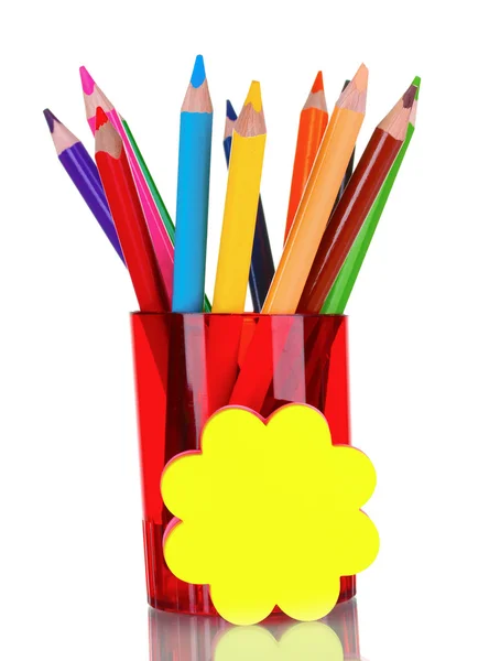 Světlé tužky v červené držáku — Stock fotografie