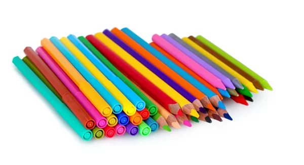 Marcadores y lápices de colores brillantes — Foto de Stock