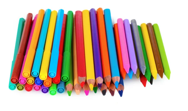 Fényes markerek és ceruzák — Stock Fotó