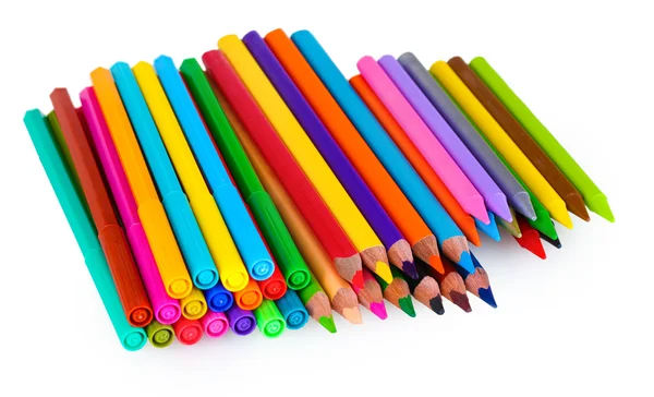 Marcadores y lápices de colores brillantes —  Fotos de Stock